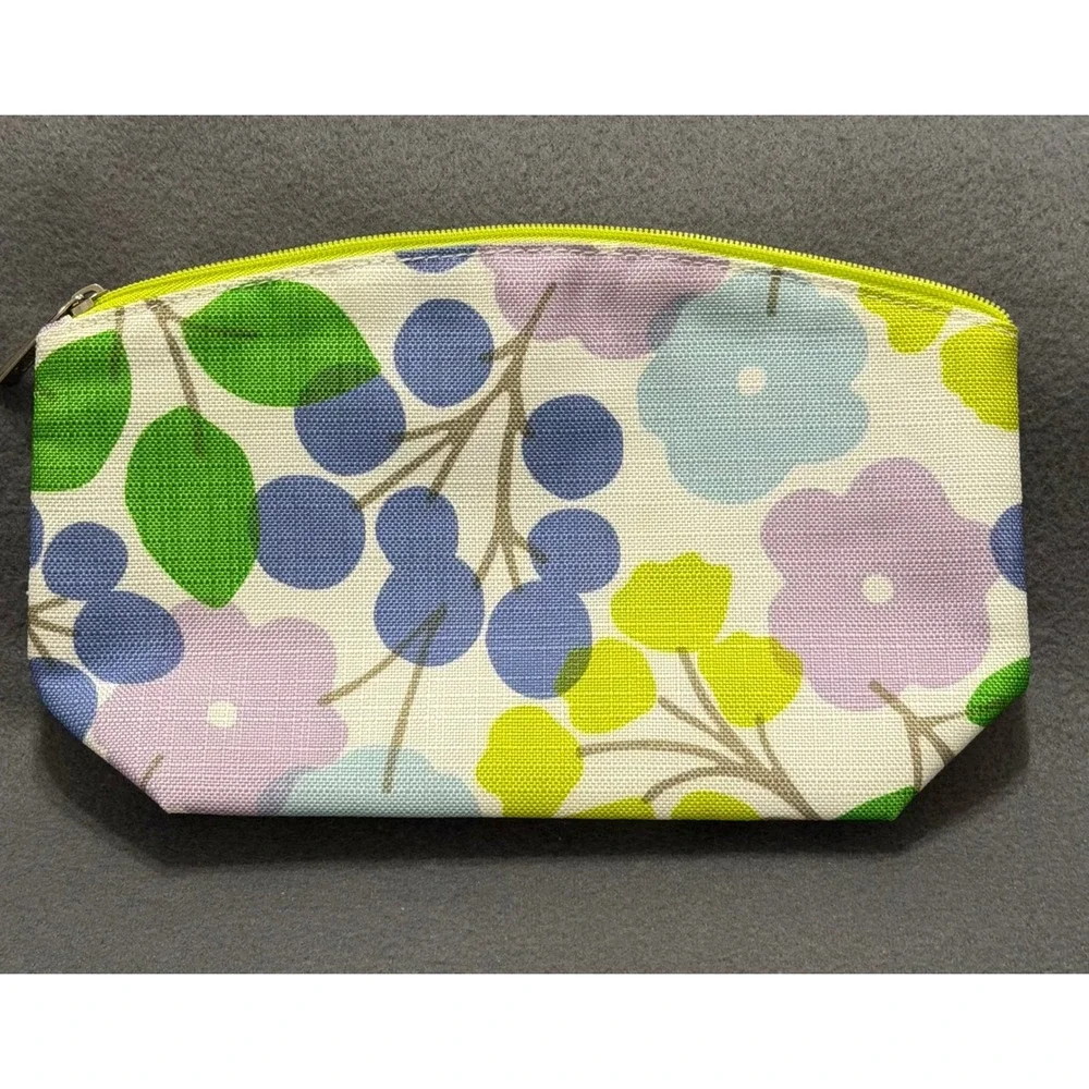Clinique Floral Cosmetic Bag‎ Canvas Zip Makeup Pouch botanical travel beauty